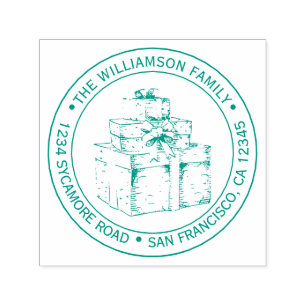 Tampon Auto-encreur Vintage Noël Cadeau Ronde image Adresse de retour