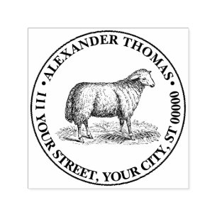Tampon Auto-encreur Vintage Sheep Ewe Farm Animaux Dessin C Adresse