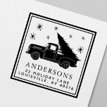 Tampon Auto-encreur Vintage Truck Christmas Tree Adresse de vacances<br><div class="desc">Répandez des vacances joyeuses avec ce charmant timbre auto-encastré ! Doté d'un camion rouge vintage transportant un arbre de Noël, ce design festif est parfait pour personnaliser les cartes de Noël, les lettres de vacances et les étiquettes cadeaux. Ajoutez facilement votre adresse de retour à vos envois et ajoutez une...</div>