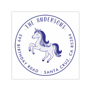 Tampon Auto-encreur Violet Magic Unicorn Nom de famille Adresse de ret