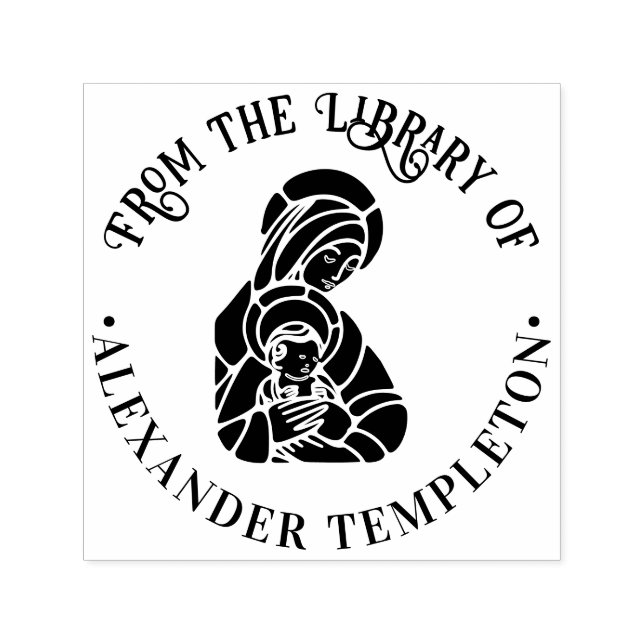 Tampon Auto-encreur Virgin Mother Mary Baby Jesus Library Book Name (Design)