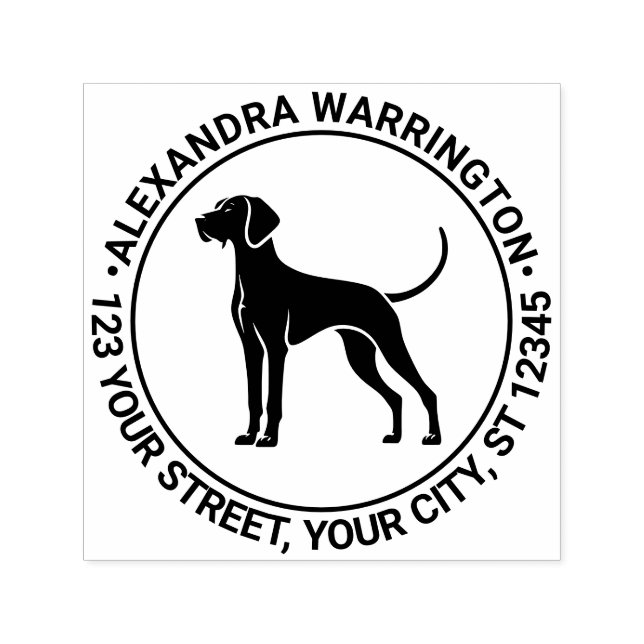 Tampon Auto-encreur Vizsla Dog Standing Silh Nom de retour Adresse (Design)