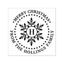 Vœu de Joyeux Noël Flocon Nom Initiale