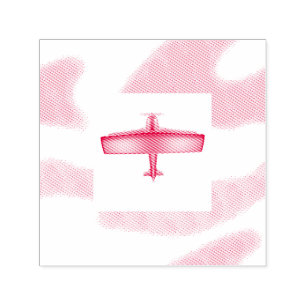 Tampon Auto-encreur Voler Red Biplane auto-encre en caoutchouc Timbre
