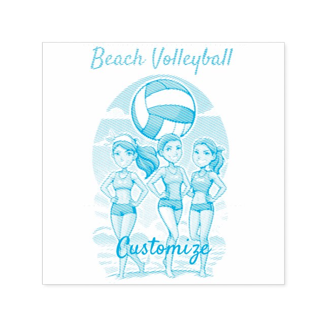 Tampon Auto-encreur Volleyball de plage filles Thunder_Cove (Design)