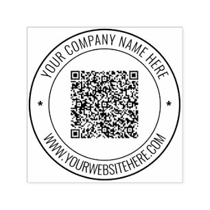 Tampon Auto-encreur Votre code QR et votre nom de site Web Horodatage