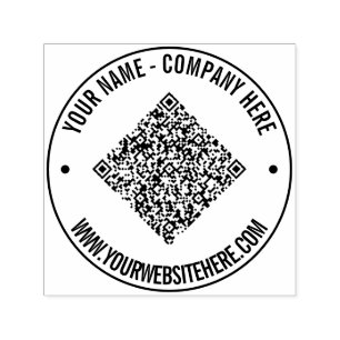 Tampon Auto-encreur Votre modèle de tampon rond avec QR Code et texte