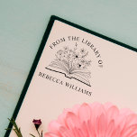 Tampon Auto-encreur Votre Nom Livre Ouvert & Fleurs De la Bibliothèque<br><div class="desc">Ajoutez une touche personnelle à vos livres avec le tampon encreur personnalisé "Votre nom Livre ouvert & Fleurs De la bibliothèque de". Représentant un magnifique livre ouvert orné de fleurs délicates, ce tampon encreur personnalisé affiche élégamment "De la bibliothèque de" suivi de votre nom. Parfait pour les amateurs de livres,...</div>