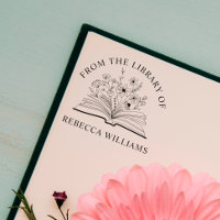 Votre nom Open Book & Flowers From the Library of