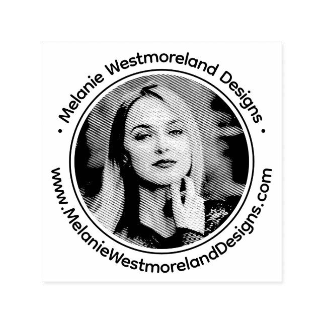 Tampon Auto-encreur Votre Portrait Photo #1NF Nom Ronde Site Web (Design)