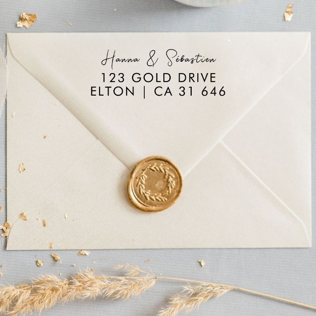 Tampon Auto-encreur weddin Couple Names Simple Typographie Mariage (Créateur téléchargé)