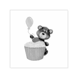 Tampon Auto-encreur Whimsday Birthday Bear & Cherry Cupcake Party