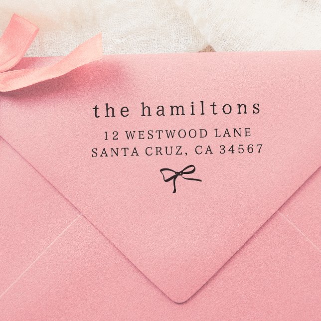 Tampon Auto-encreur Whimsical Main Draw Bow Minimalist Family Address (Créateur téléchargé)