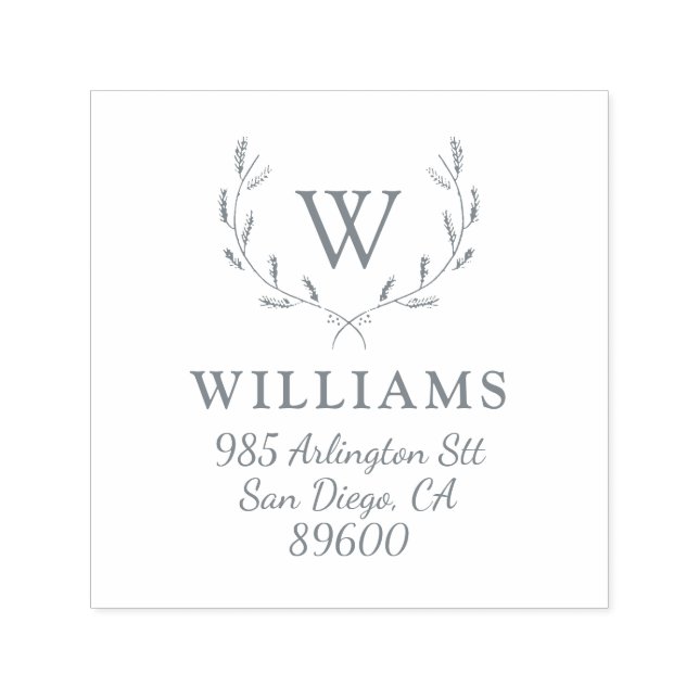 Tampon Auto-encreur Whimssel Holiday Wreath Monogramme Adresse de reto (Design)