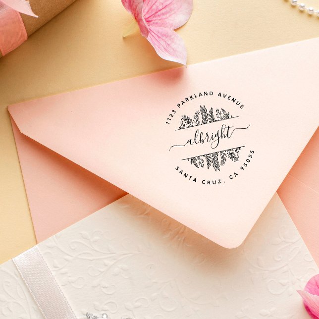 Tampon Auto-encreur Whimsy Feuilles dessinés à la main Adresse de reto (Créateur téléchargé)