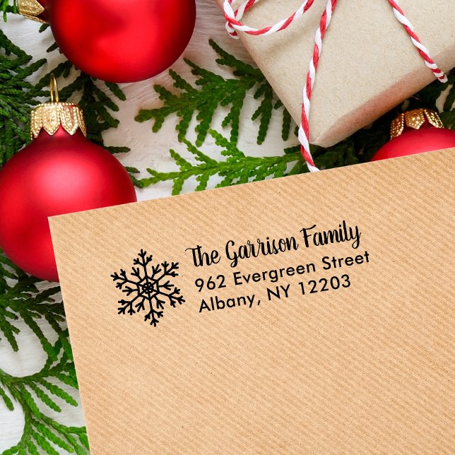 Tampon Auto-encreur Winter Snowflake Holiday Return Address (Créateur téléchargé)