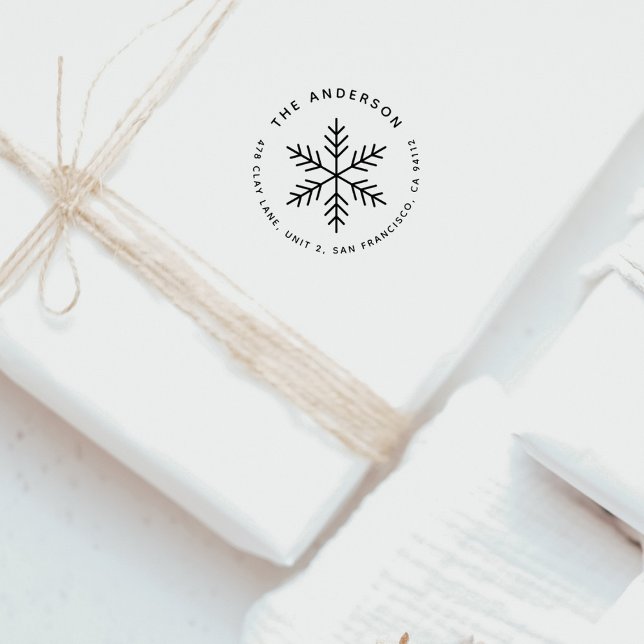 Tampon Auto-encreur Winter Snowflon Modern Round Retour Adresse (Créateur téléchargé)