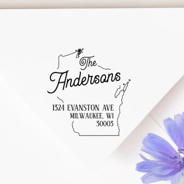 Tampon Auto-encreur Wisconsin Adresse de retour Timbre auto-encre caou (Créateur téléchargé)