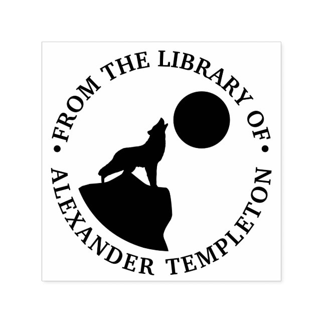 Tampon Auto-encreur Wolf rustique hurlant à la bibliothèque Silhouette (Design)