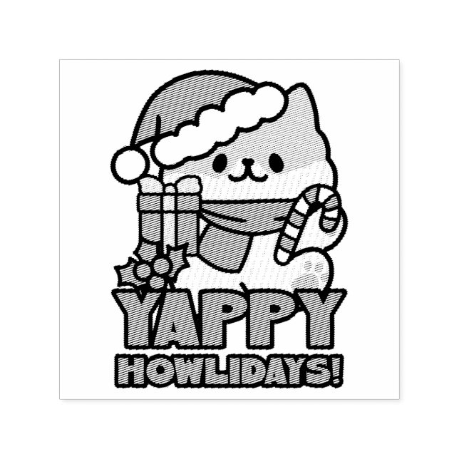 Tampon Auto-encreur Yappy Howlidays - Jote Christmas Dog Cartoon (Design)