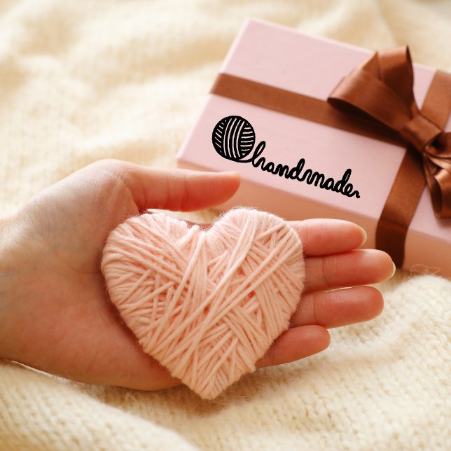 Tampon Auto-encreur Yarn & needle crotchet Handmade Personalized (yarn and needle stamp, crochet handmade stamp, personalized craft stamp, handmade by stamp, small bu)