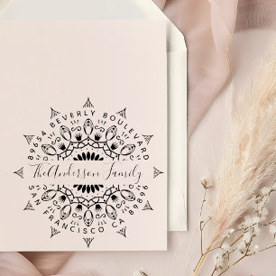 Tampon Auto-encreur Yellow Wealth & Crowne Mandala Adresse de retour