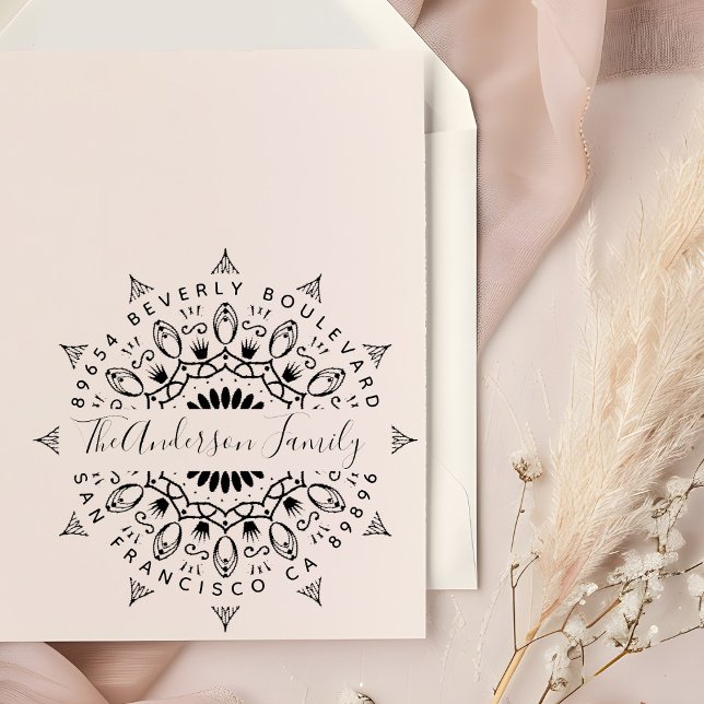 Tampon Auto-encreur Yellow Wealth & Crowne Mandala Adresse de retour (Créateur téléchargé)