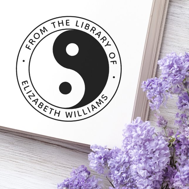 Tampon Auto-encreur Yin yang de la bibliothèque du nom personnalisé du (Yin yang from the library of book custom name self-inking stamp)