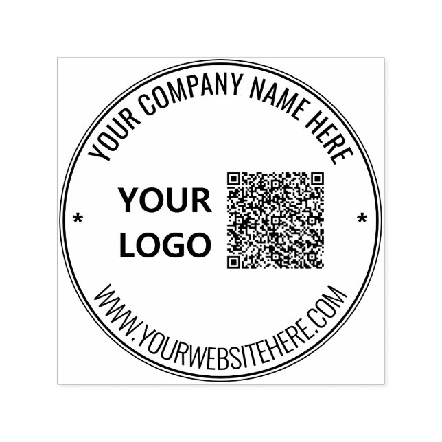Tampon Auto-encreur Your Design QR Code and Logo Round Stamp Template (Design)