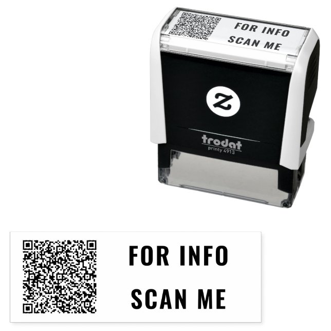 Tampon Auto-encreur Your QR Code Scan Info Personalized Stamp Example (En situation)