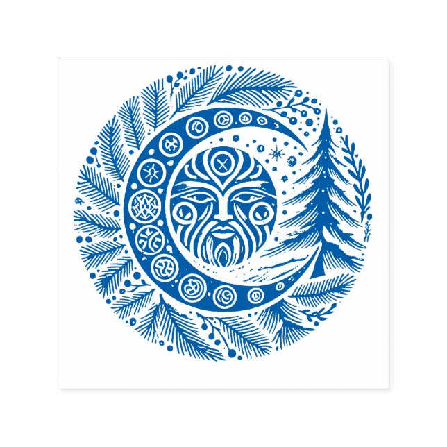 Tampon Auto-encreur Yule Solstice d'hiver Greenman                     (Design)