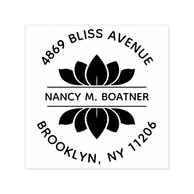 Tampon Auto-encreur Zen Mindfulness Meditation Lotus Adresse de retour (Design)