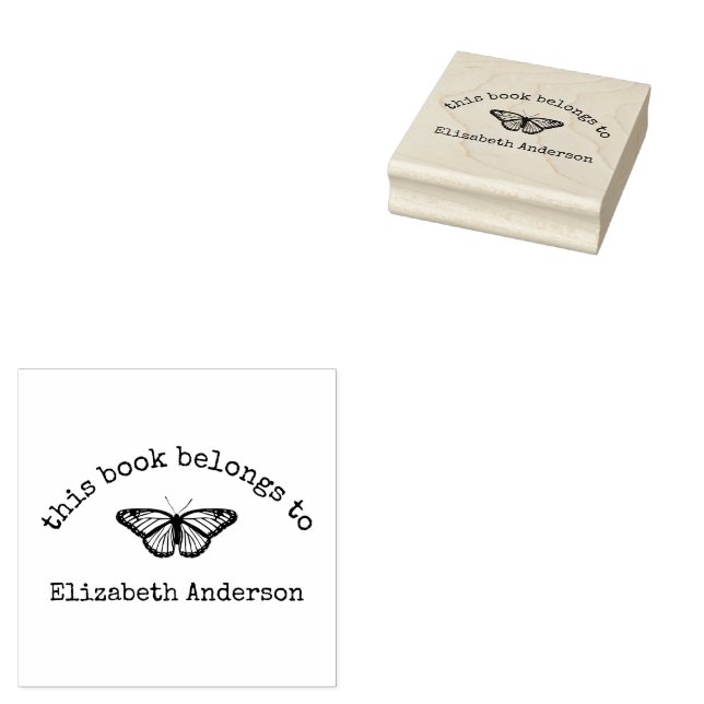 Tampon "Ce livre appartient à" Papillon Monarque (Tamponné)