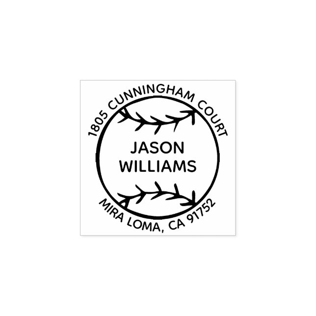 Tampon de adresse de retour de baseball nom person (Impression)