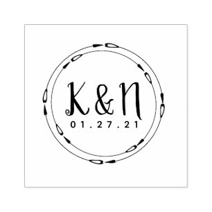 Tampon de logo de mariage à flèches circulaires ro