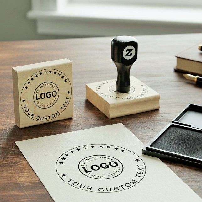 Tampon de logo moderne (sceau de texte commercial  (Logo stamp custom template)