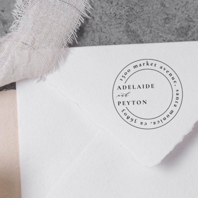 Tampon de nom d'adresse en monogramme de cercle ro (wedding rubber stamps)