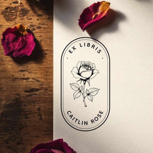 Tampon en bois classique de rose Ex Libris Art (Créateur téléchargé)