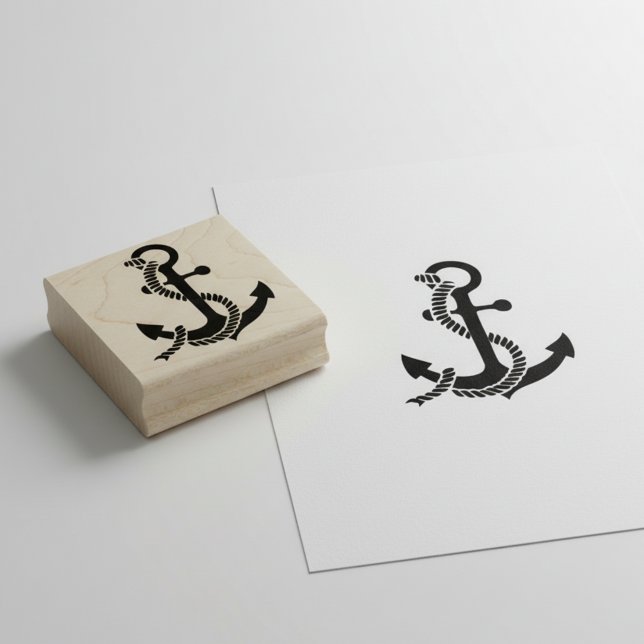 Tampon en bois d'art de bois d'ancre (Nautical anchor wooden art stamp.)