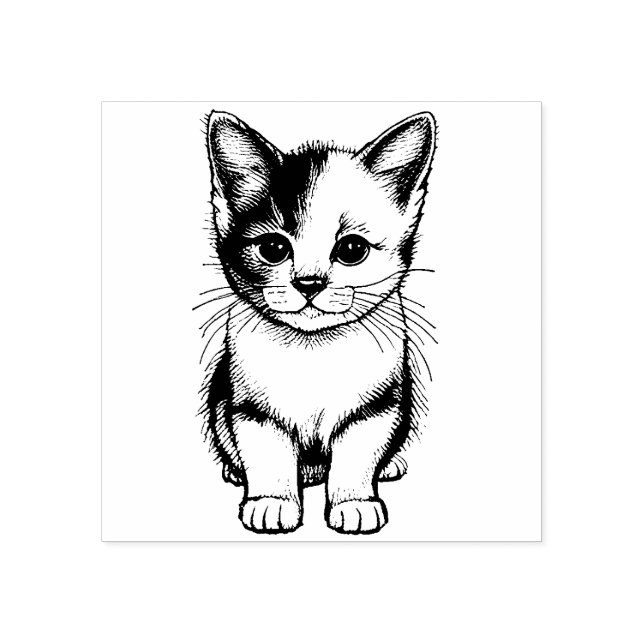 Tampon en bois d'art de chaton mignon pour les amo (Impression)