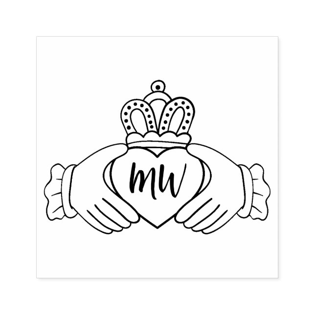 Tampon en bois de mains et de couronne (Impression)