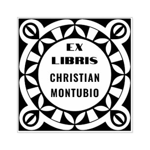 Tampon en bois Ex Libris - Motif géométrique