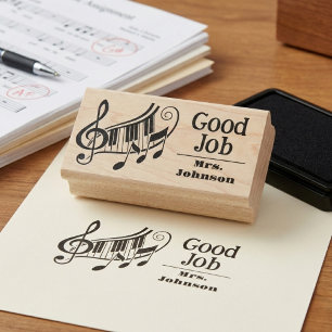 Tampon en bois personnalisé pour leçon de piano