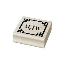 Tampon en caoutchouc à monogramme à cadre à clé gr