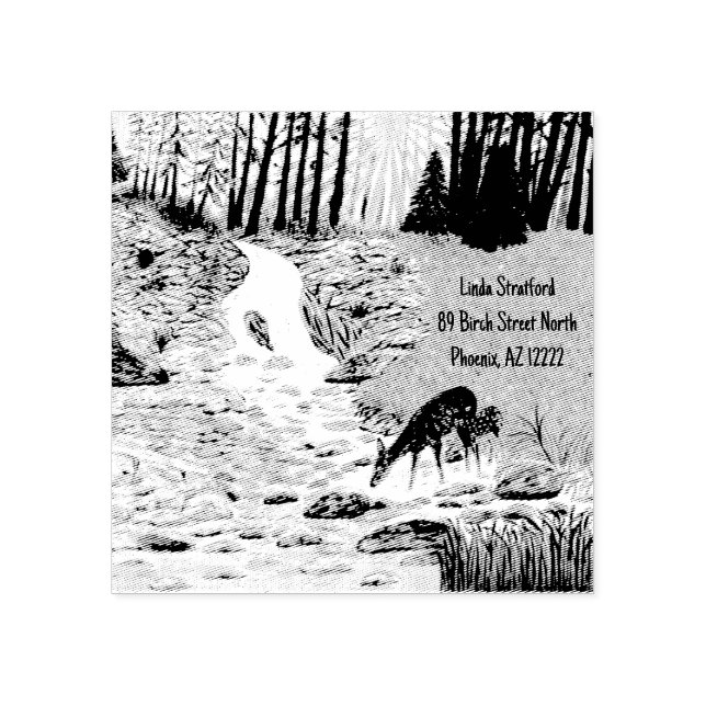 Tampon en caoutchouc Biche et Faon (Impression)