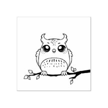 Tampon en caoutchouc de hibou de dessin animé mign