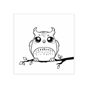Tampon en caoutchouc de hibou de dessin animé mign