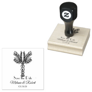 Tampon en caoutchouc de logo tropical dessiné à la