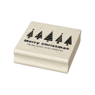 Tampon en caoutchouc de Noël de sapins