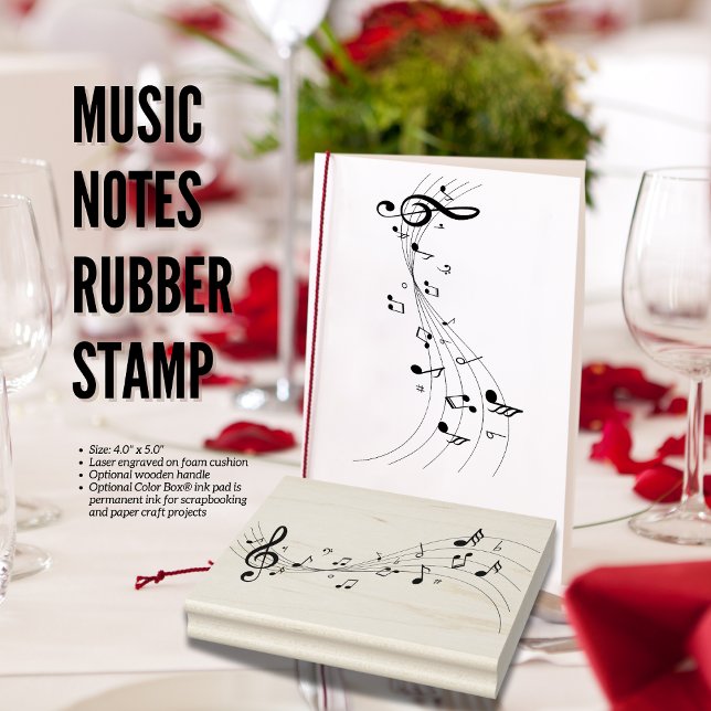 Tampon en caoutchouc de notes de musique élégantes (Elegant Music Notes Rubber Stamp for Crafts & Stationery)